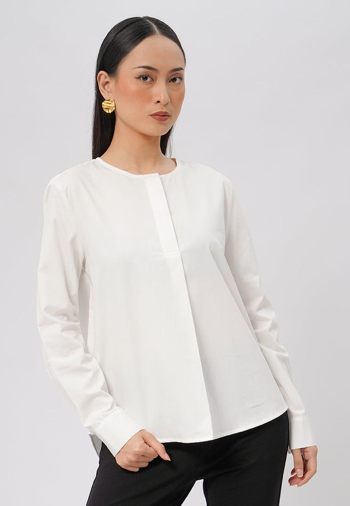 Round Neck Long Sleeve Blouse