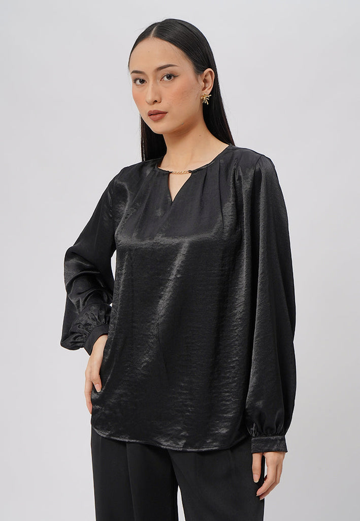 V-Neck Blouse with Chain Details