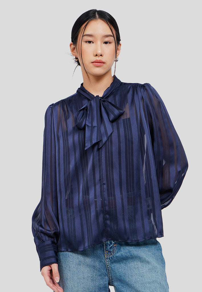 Tied Neck Long Sleeve Blouse