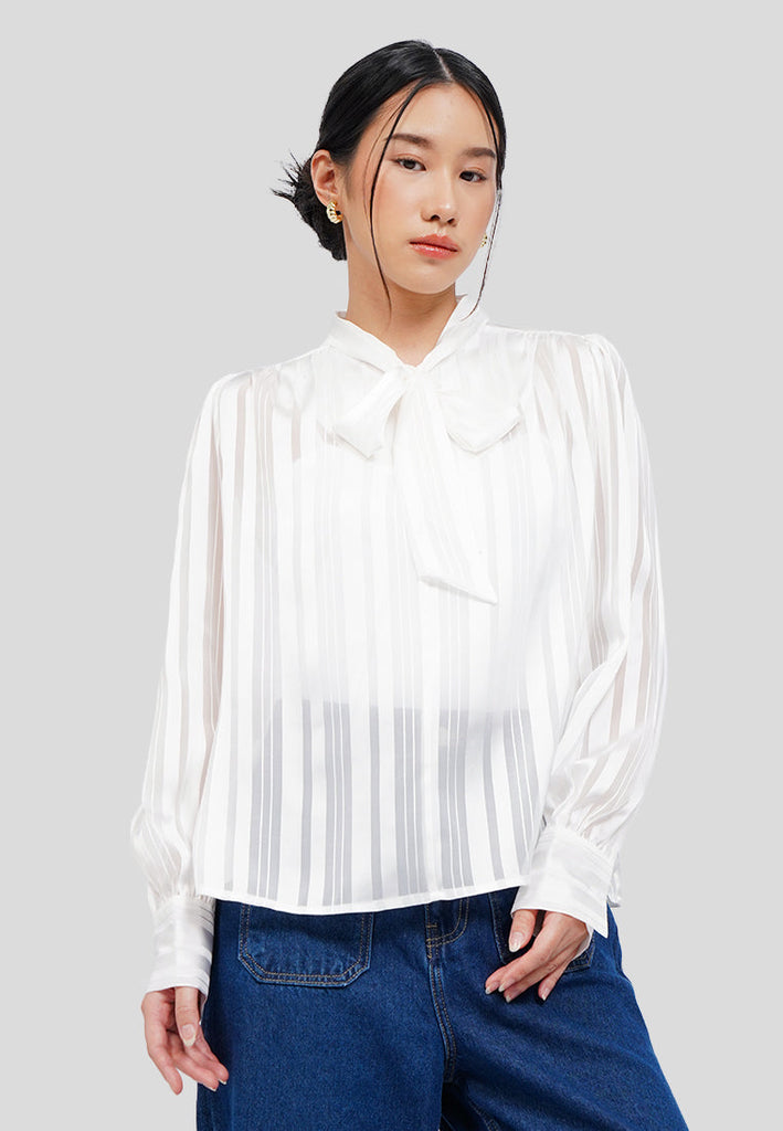Tied Neck Long Sleeve Blouse