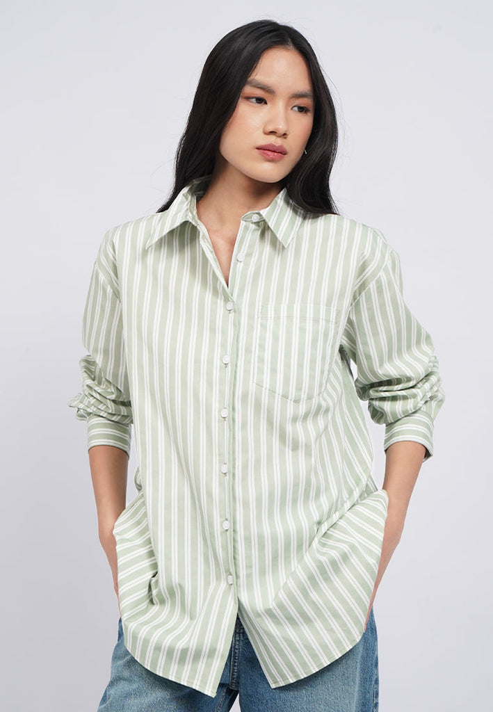 Oversized Long Sleeve Stripe Shirt
