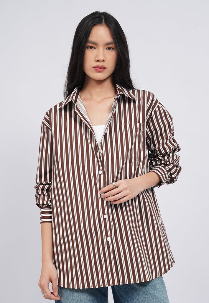 Oversized Long Sleeve Stripe Shirt