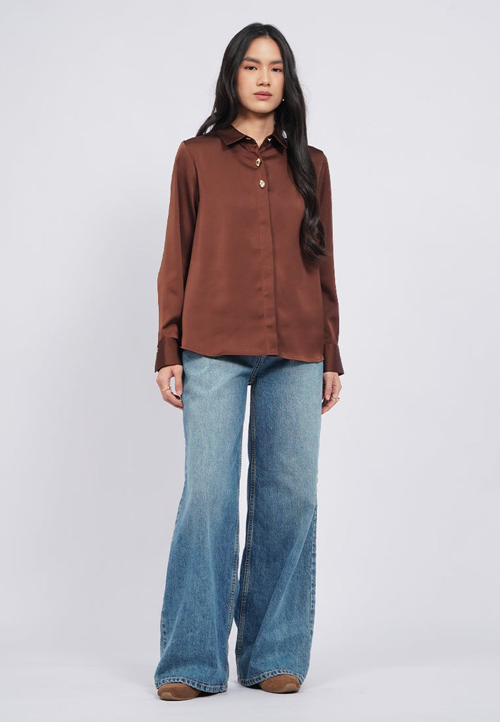 Satin Shirt with Fancy Button