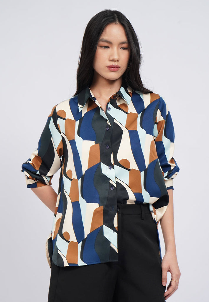 Long Sleeve Printed Blouse