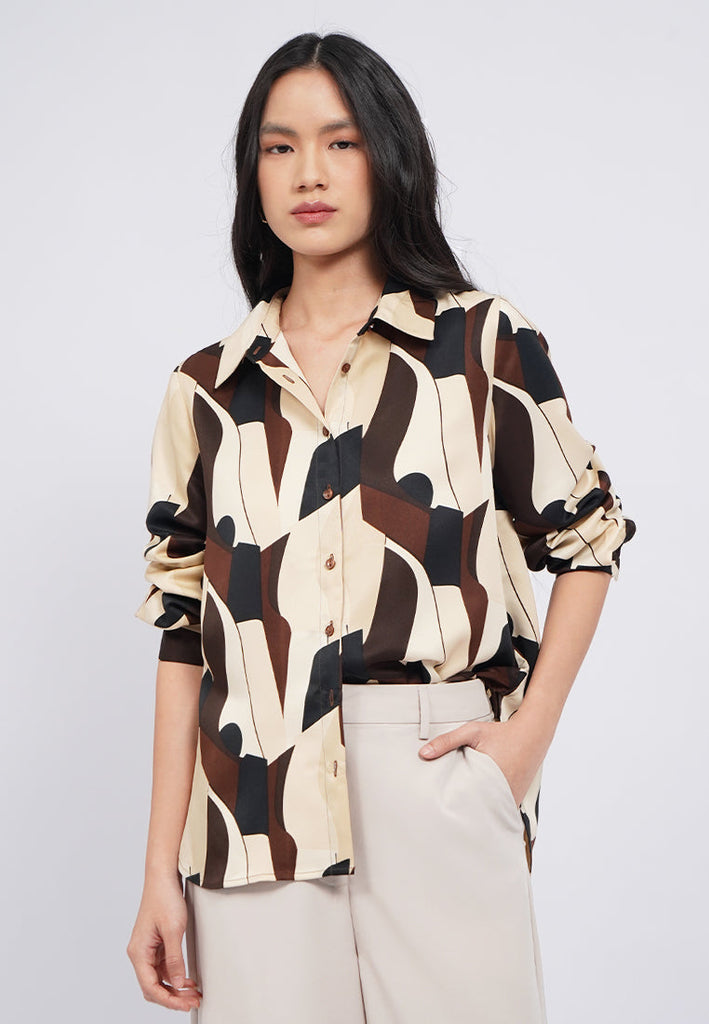 Long Sleeve Printed Blouse