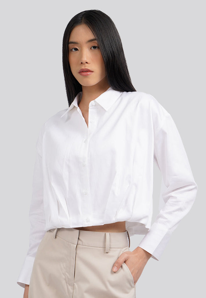 Crop Shirt with Pleated Waist