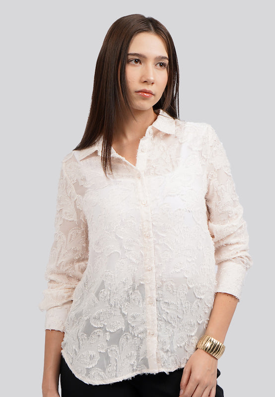 Frayed Long Sleeve Blouse