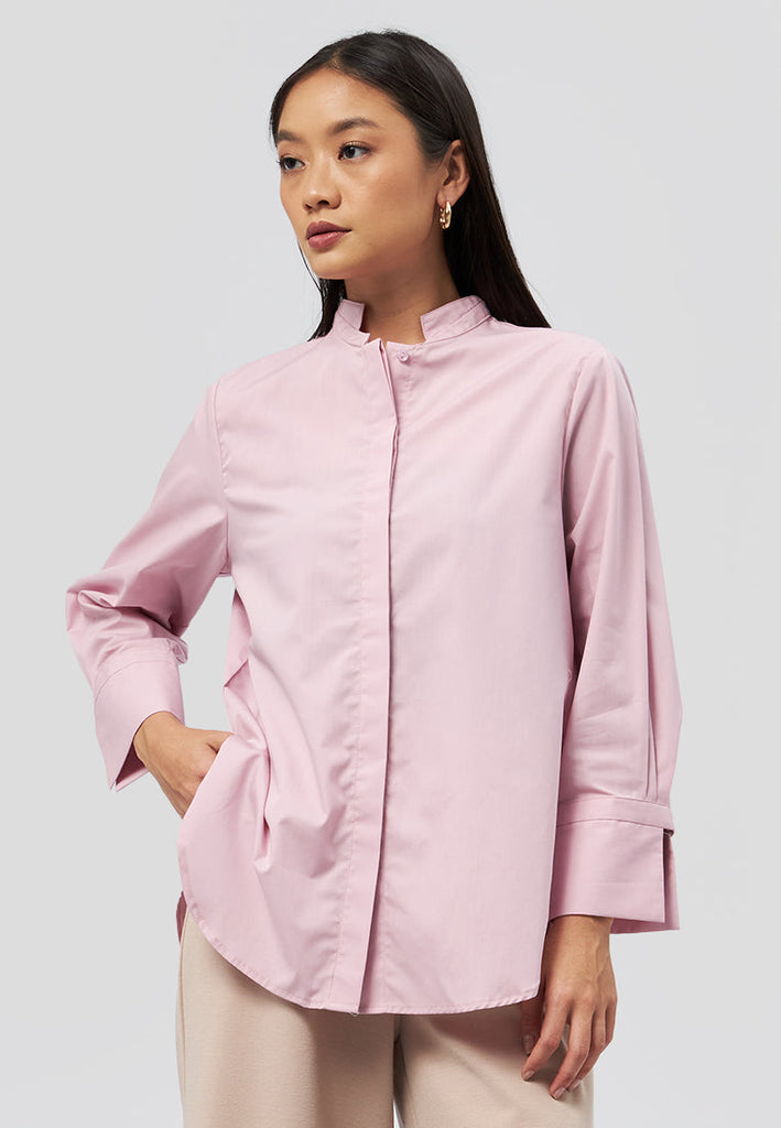 High Neck 7/8 Sleeve Blouse