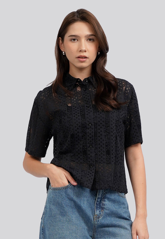 Short Sleeve Lace Blouse