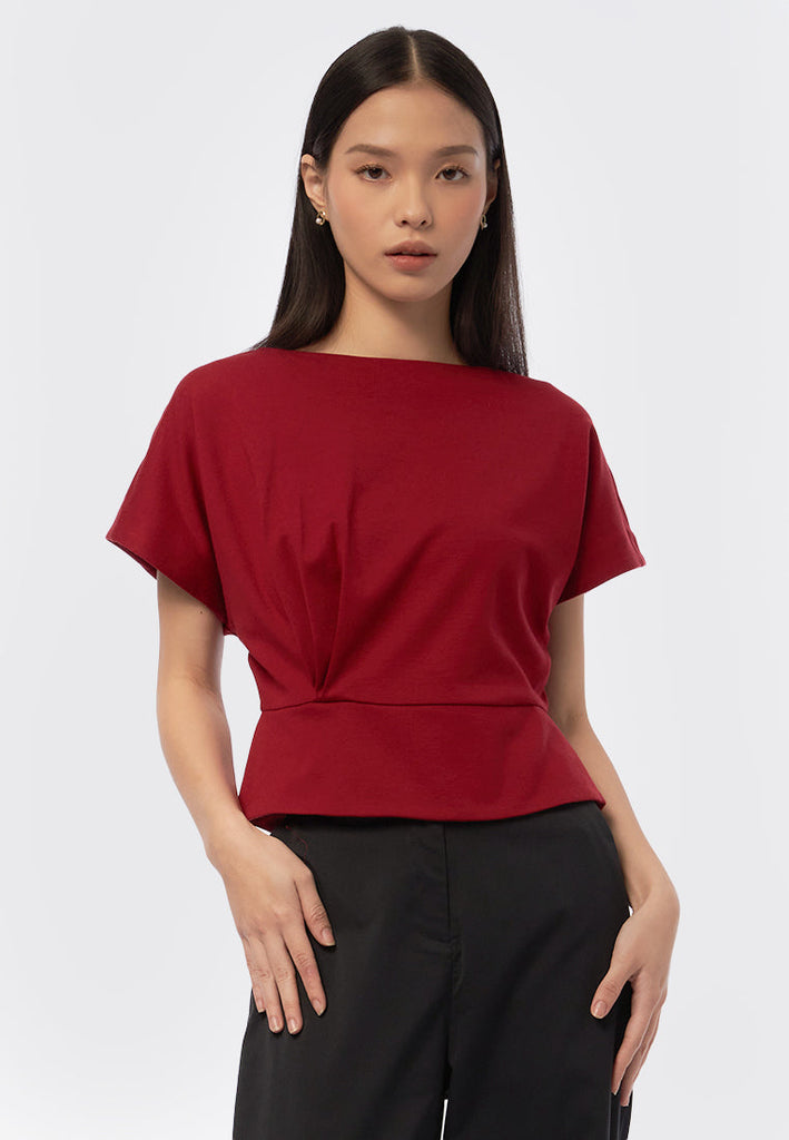 Short Sleeves Blouse with Drapery