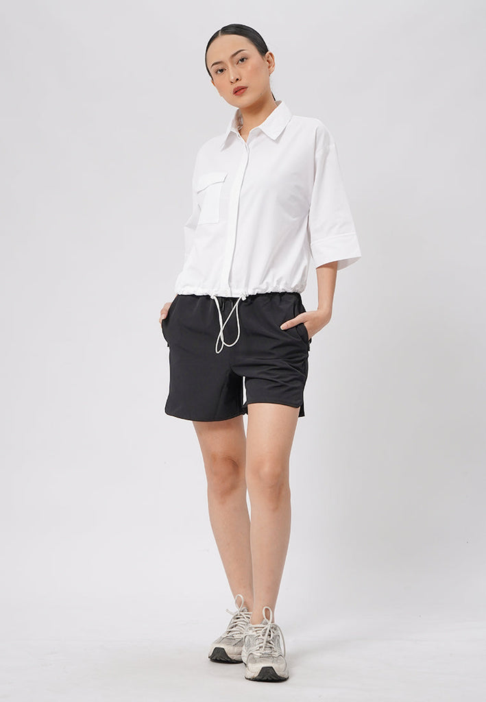 Cropped Shirt with Adjustable Hem