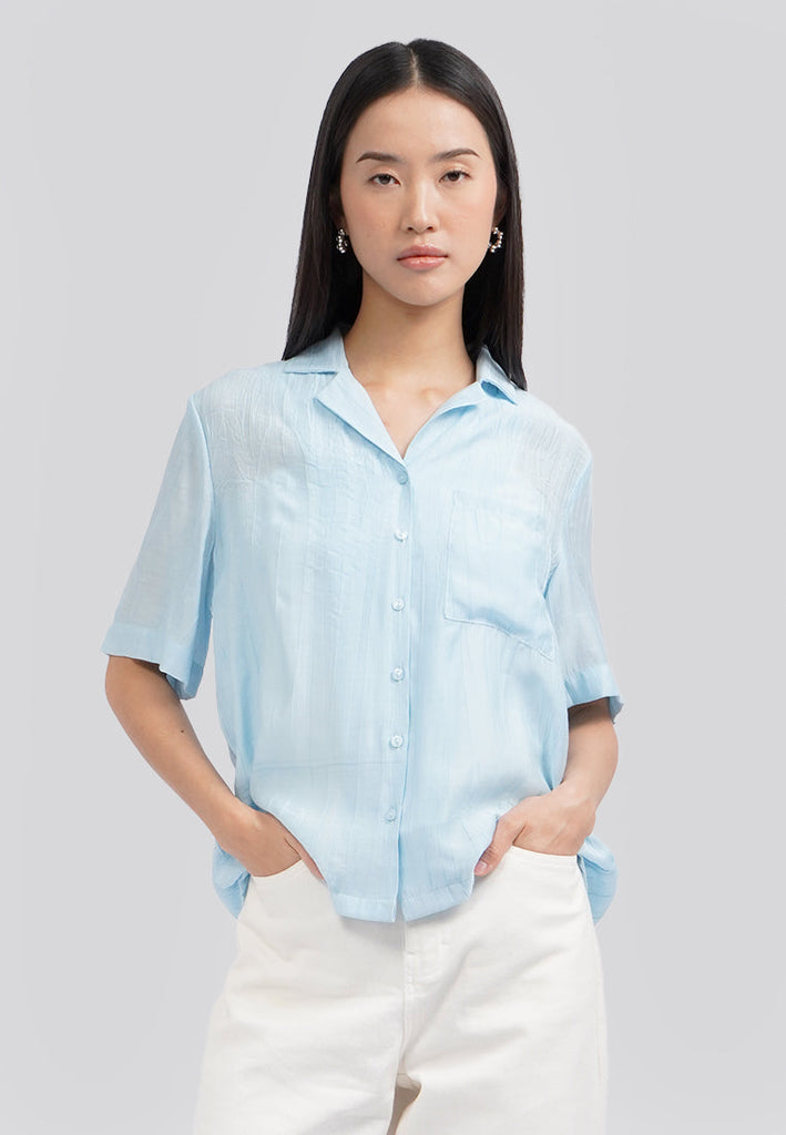 Paper Effect Short Sleeve Blouse