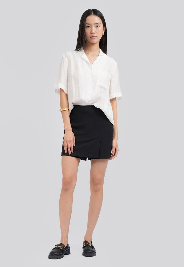 Paper Effect Short Sleeve Blouse