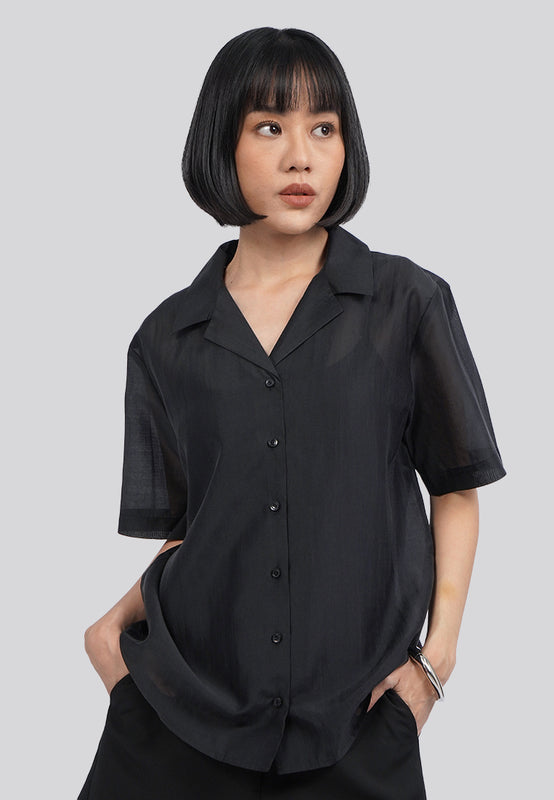 Short Sleeve Sheer Blouse