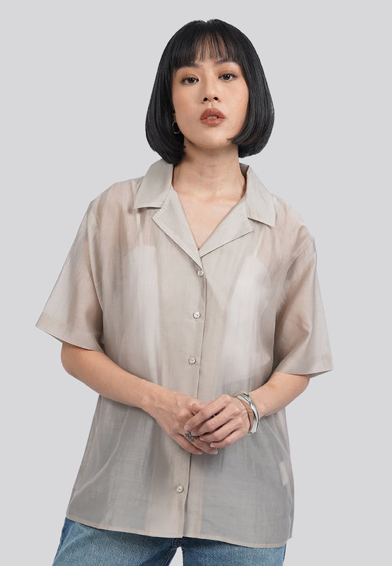 Short Sleeve Sheer Blouse
