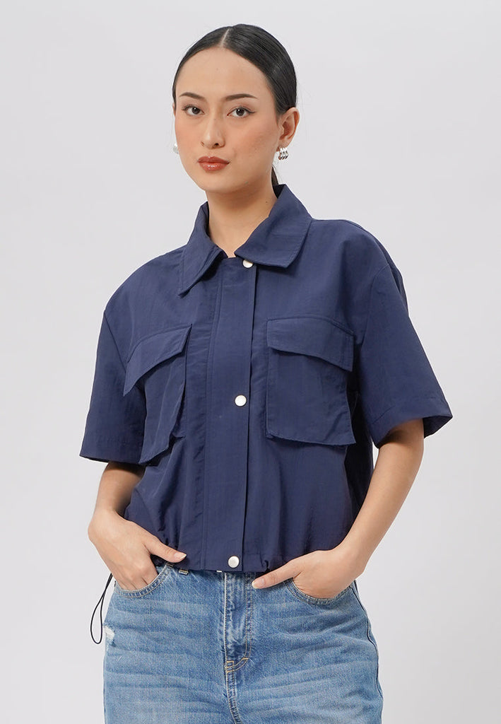 Double Pocket Crop Blouse