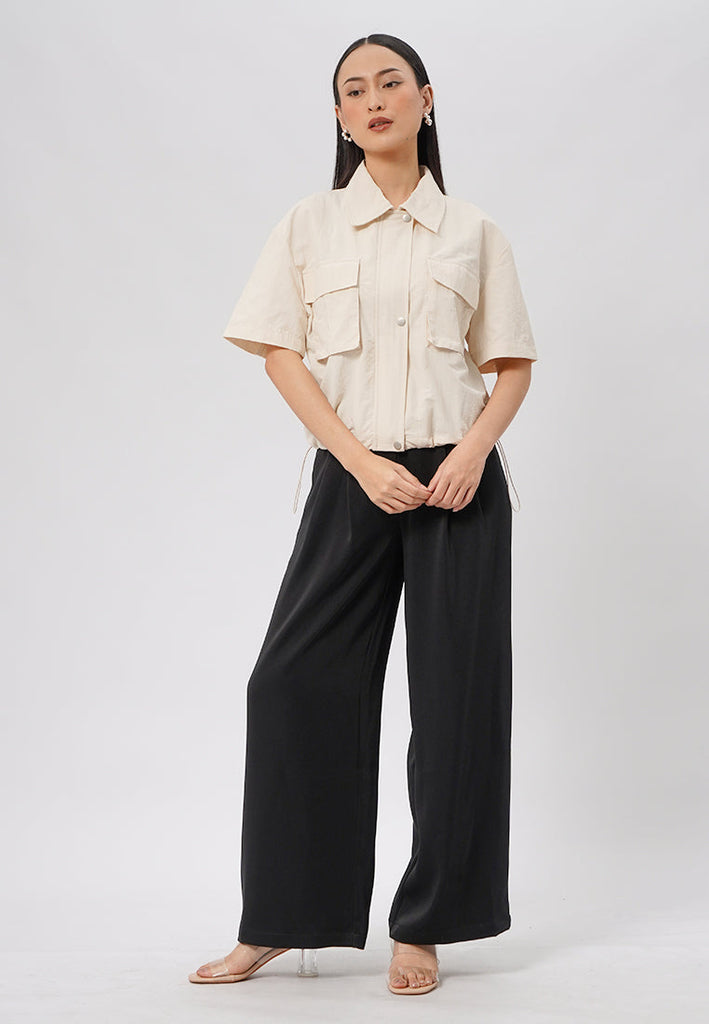 Double Pocket Crop Blouse