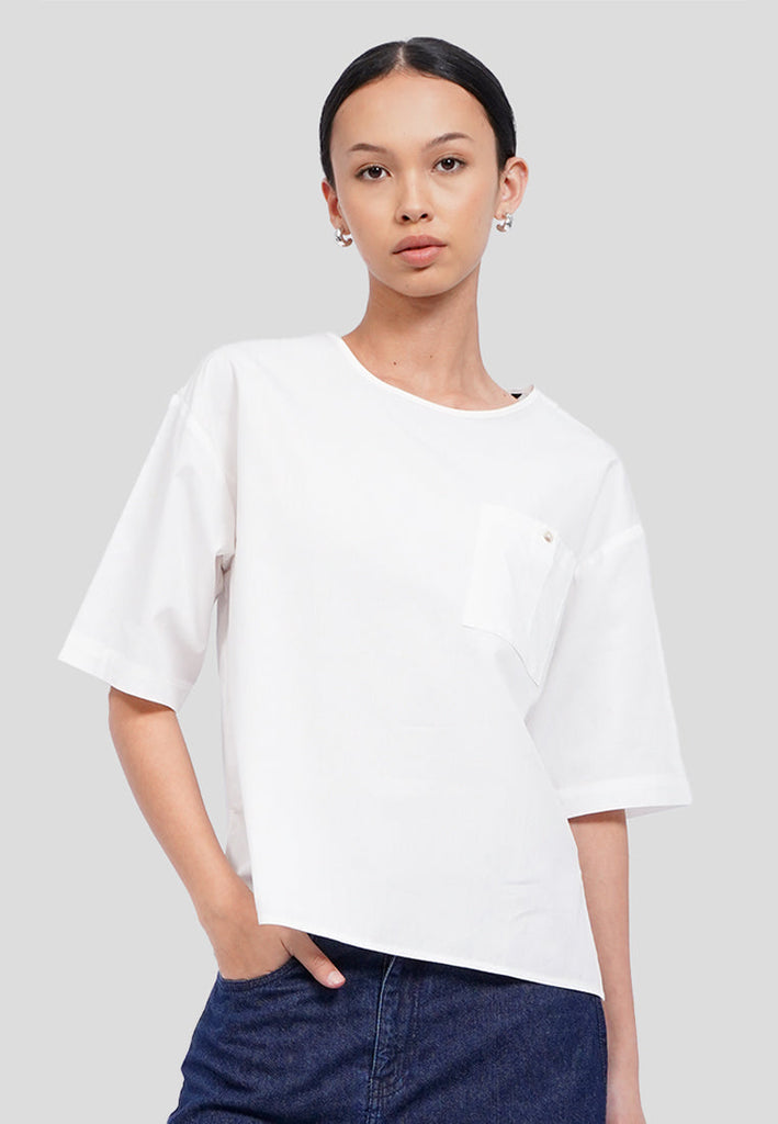 Pocket Details Short Sleeve Blouse