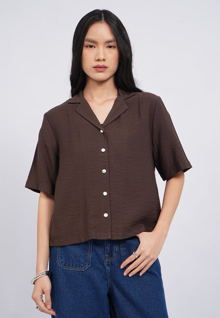 Notch Collar Short Sleeve Shirt
