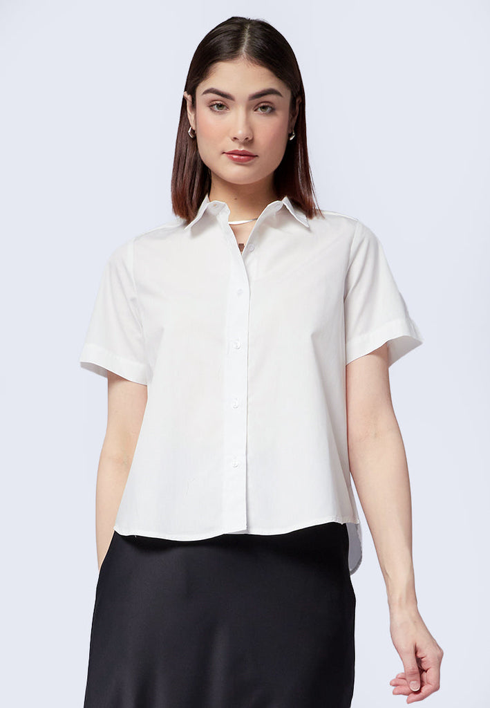 High Low Hem Short Sleeve Blouse