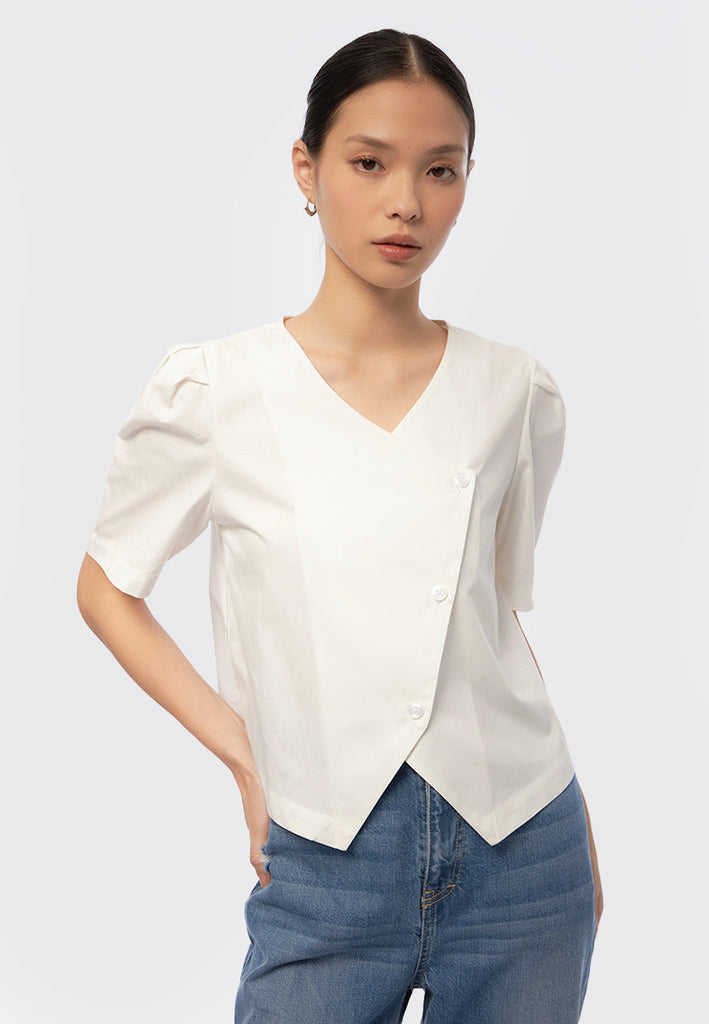 Asymmetrical Short Sleeve Blouse