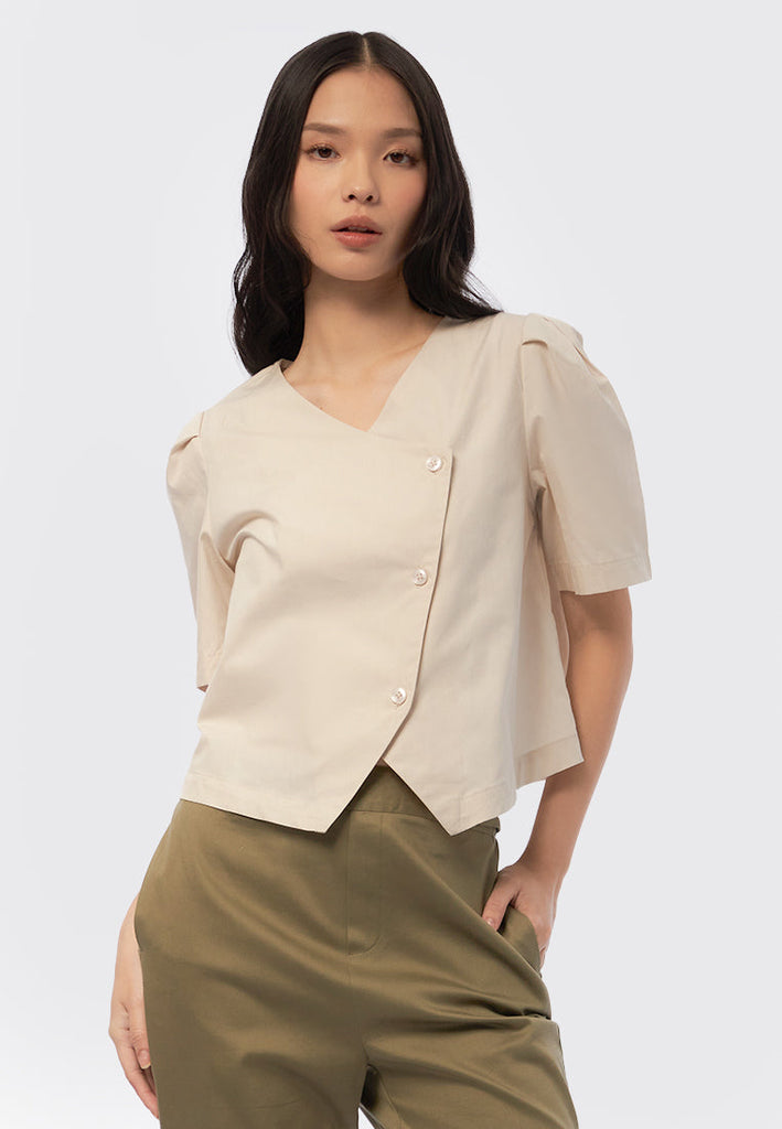 Asymmetrical Short Sleeve Blouse