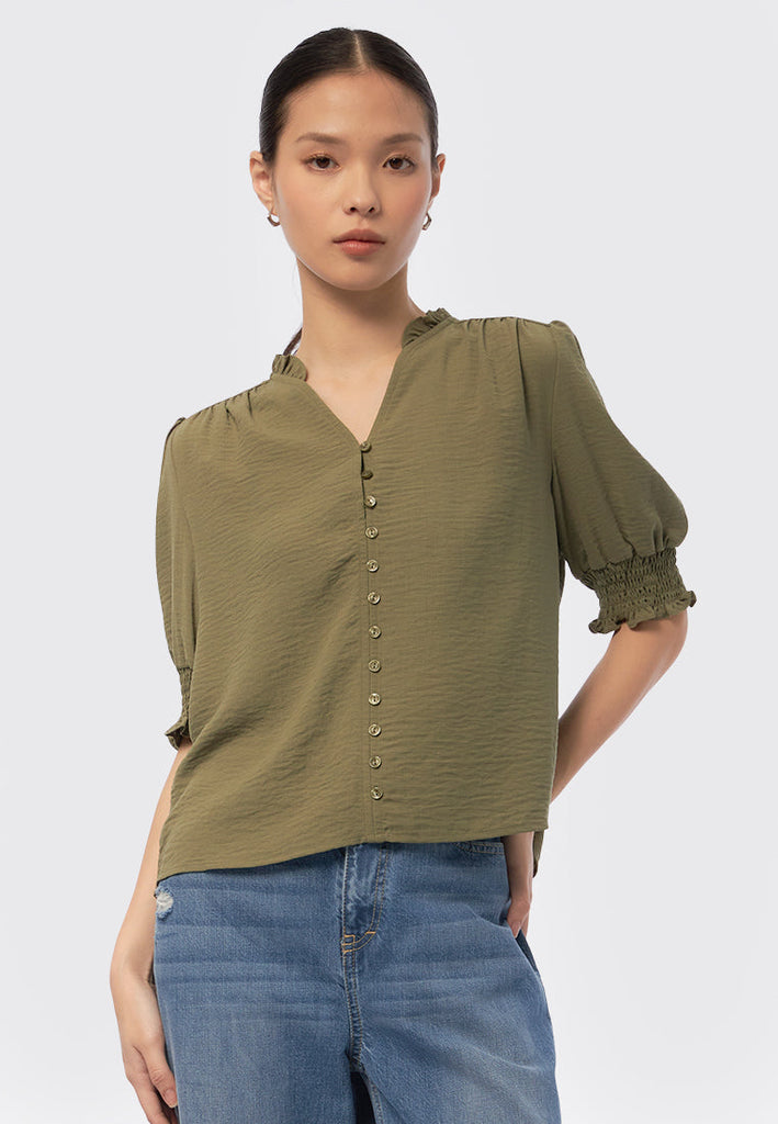 V-Neck 3/4 Sleeves Blouse