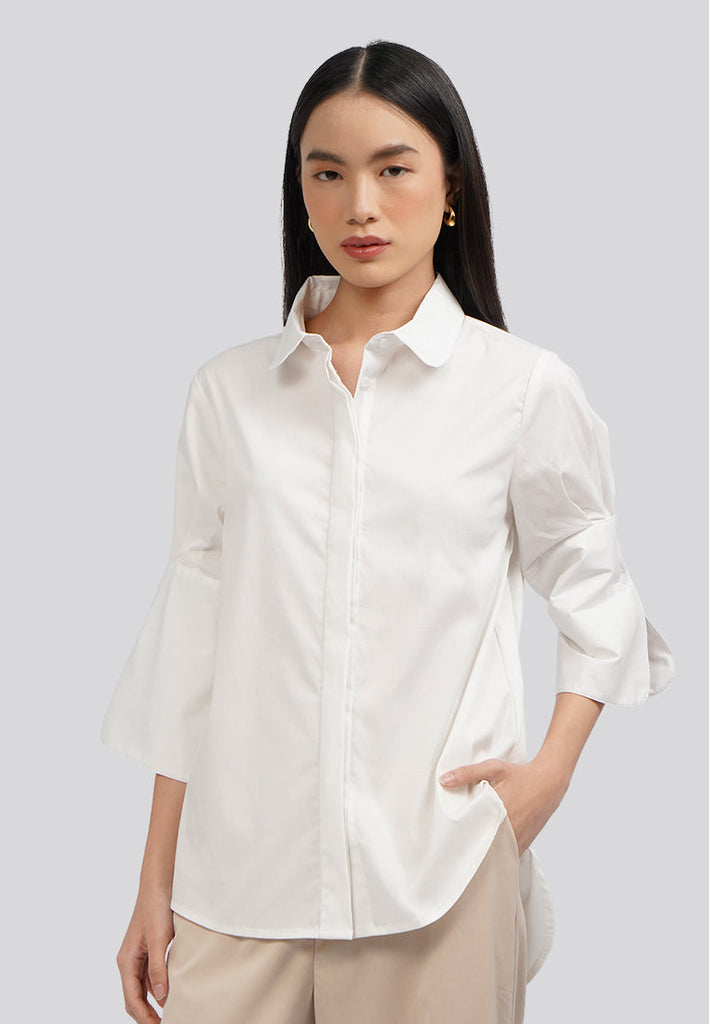 Statement Folded Sleeve Blouse