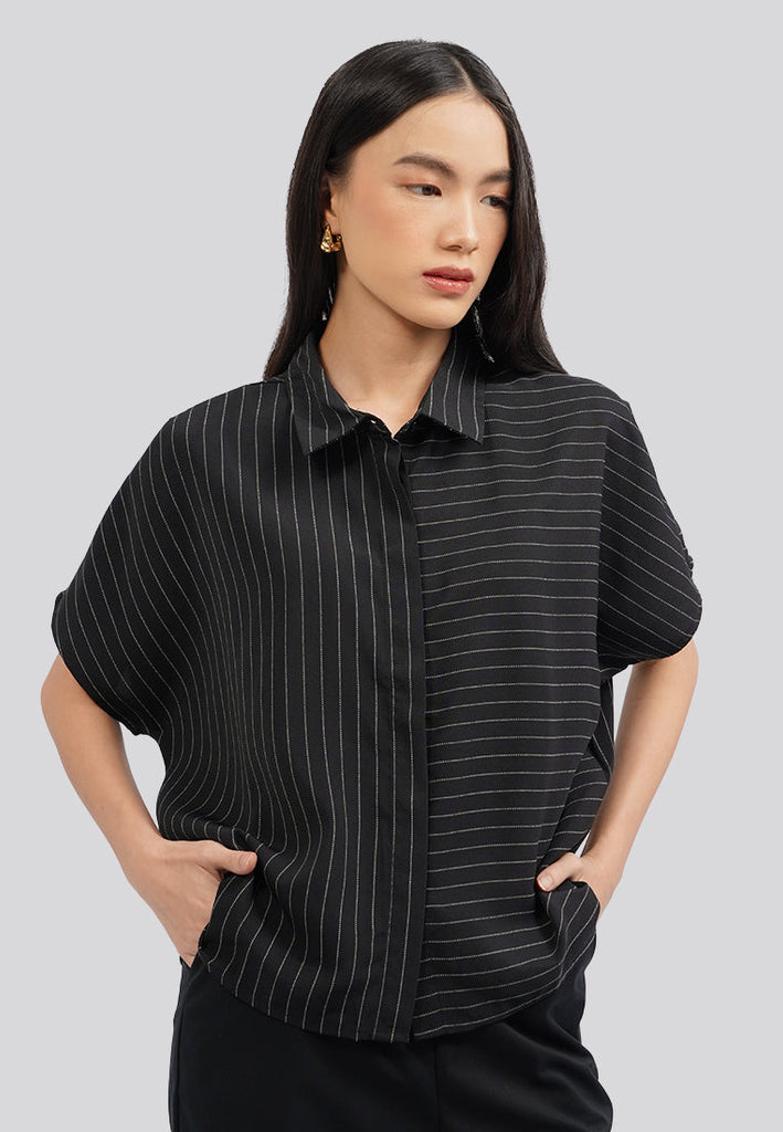 Stripes Short Sleeve Blouse