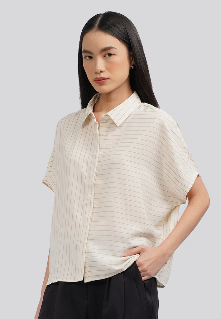 Stripes Short Sleeve Blouse