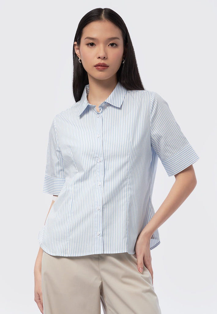 Short Sleeve Stripe Blouse