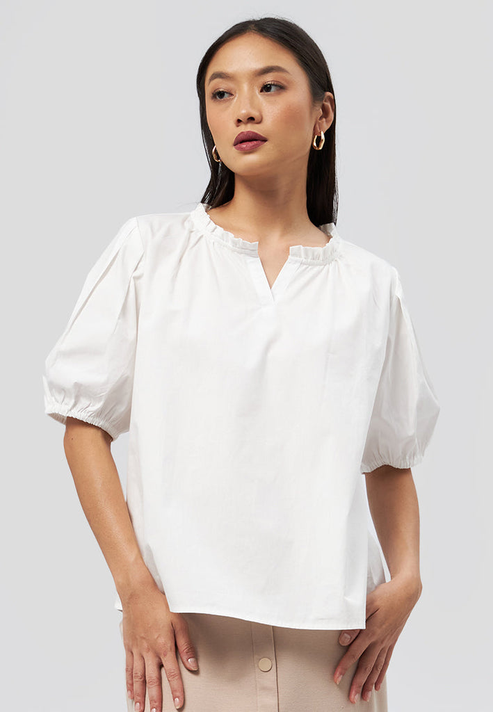 Puff Sleeve V-Neck Blouse