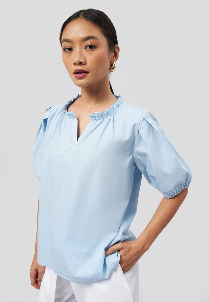 Puff Sleeve V-Neck Blouse