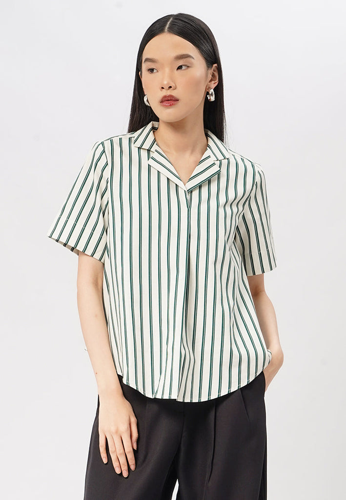 Short Sleeve Stripes Blouse