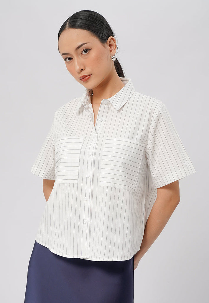 Stripes Crop Shirt with Pocket