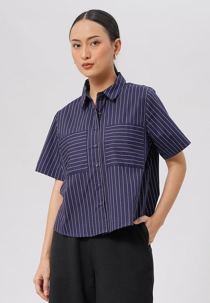 Stripes Crop Shirt with Pocket