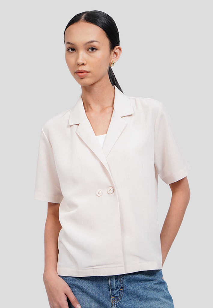Double Breasted Short Sleeve Blouse