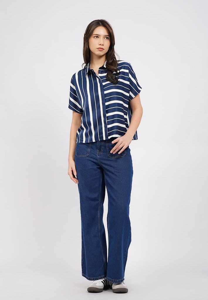 Printed Short Sleeve Blouse