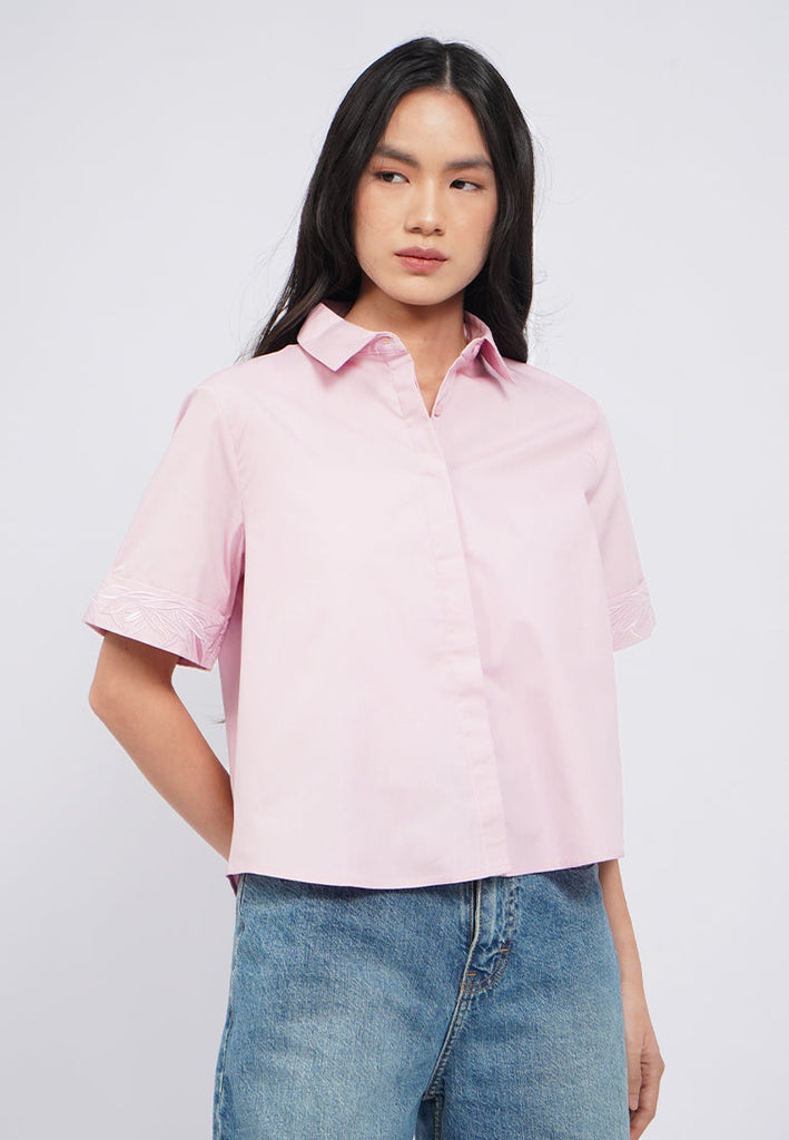 Short Sleeve Embroidered Blouse