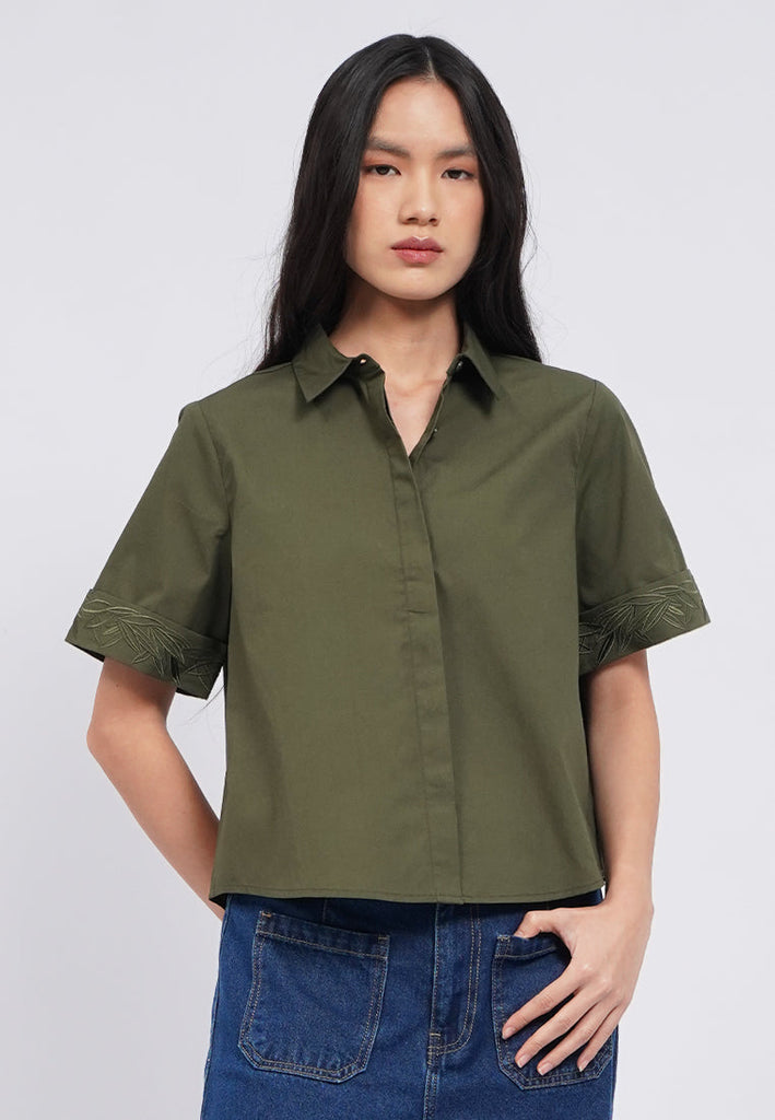 Short Sleeve Embroidered Blouse
