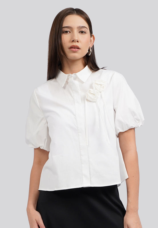 Embellished Ballon Sleeve Blouse