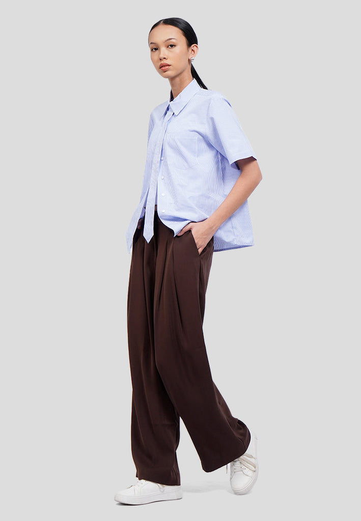 Short Sleeve Shirt with Attached Tie