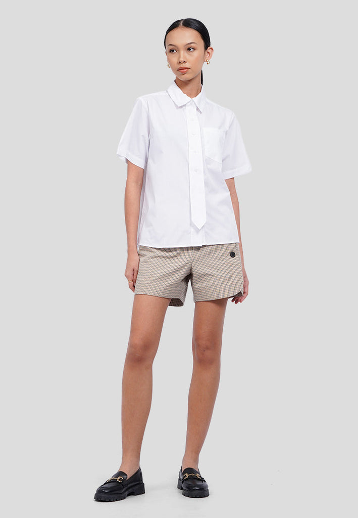 Short Sleeve Shirt with Attached Tie