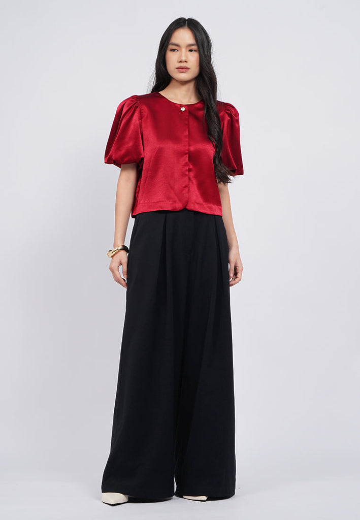 Buttoned Balloon Sleeve Blouse