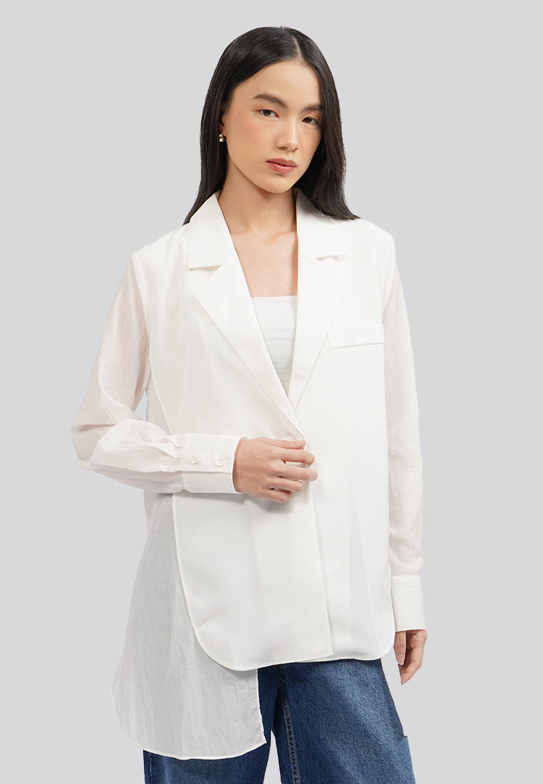 Long Sleeve Sheer Blazer Off White – EXECUTIVE