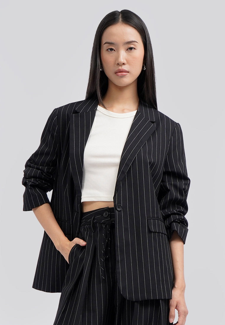 Oversized Stripes Long Sleeve Blazer - Main Image