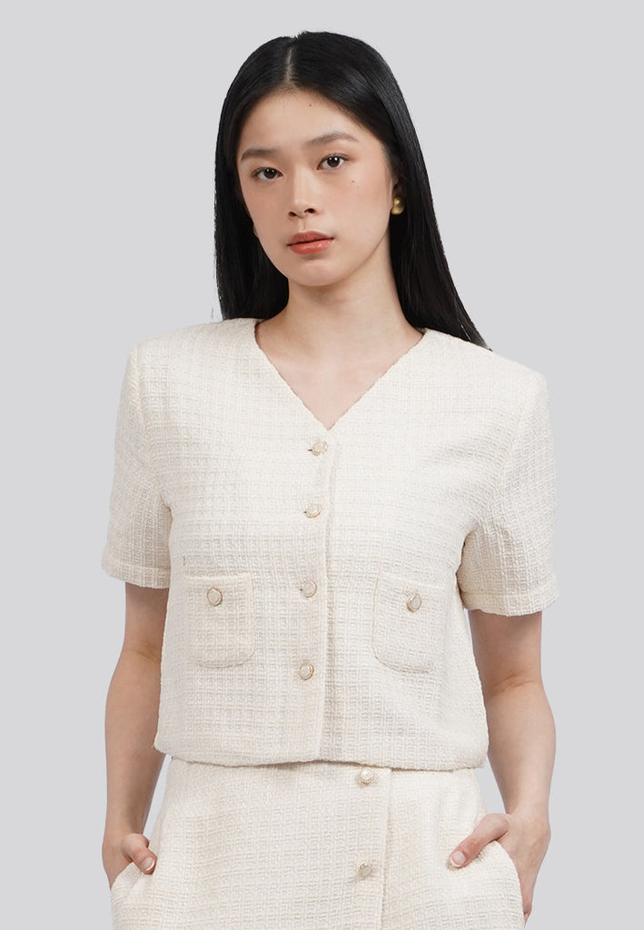 Short Sleeve Tweed Jacket