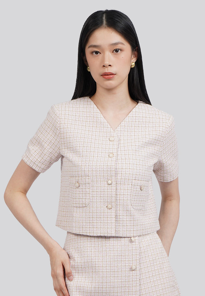 Short Sleeve Tweed Jacket