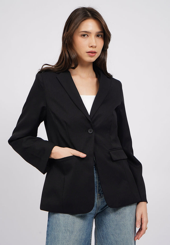 Ruched Sleeves Blazer