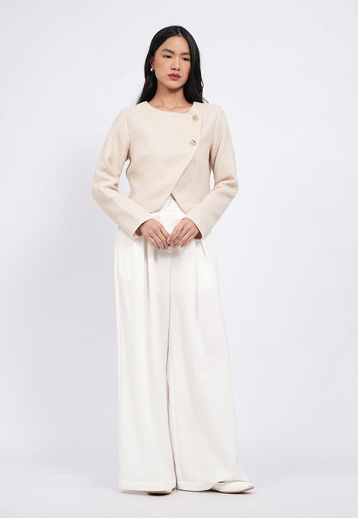 Asymmetrical Long Sleeve Tweed Blazer